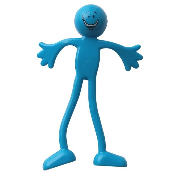 🎯 10 for $10 / Bendable Blue Happy Guy Flexable Toy Figure - Picture 1 of 10
